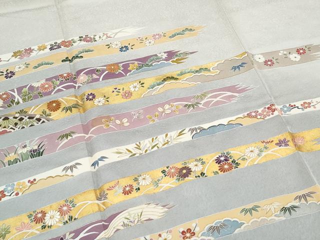 平和屋着物●訪問着 刺繍 熨斗花文 暈し染め 金彩 正絹 逸品 CABI1532th