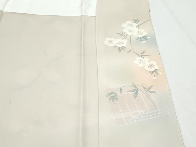 平和屋着物●訪問着 刺繍 休み鳥 枝花舞蝶文 暈し染め 金糸 正絹 逸品 CABI1537th