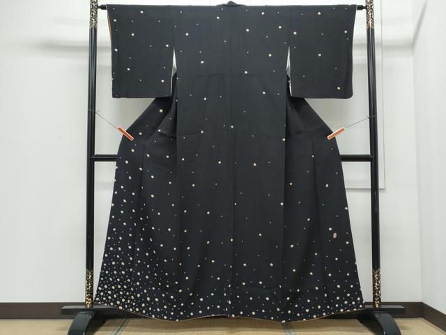 平和屋着物●訪問着 作家物 あられ 黒地 正絹 逸品 CABI1538th