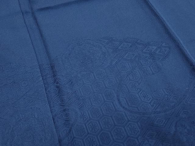平和屋着物●豪華色留袖 色無地 鏡裏花地紋 留紺色 正絹 逸品 CABI1539th