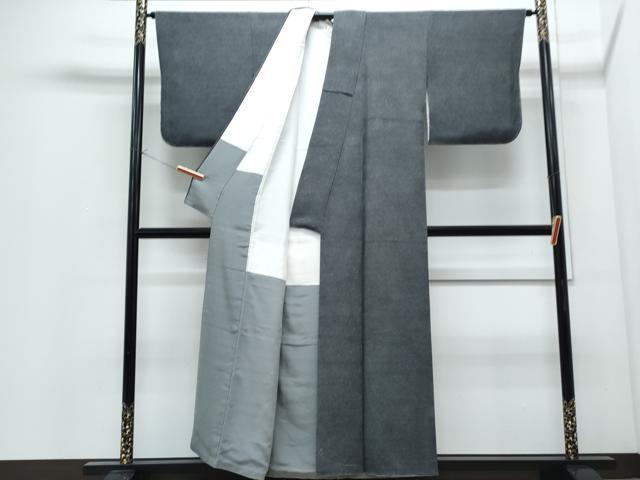 平和屋着物●江戸小紋 鮫小紋柄 黒地 鬼しぼ縮緬 正絹 逸品 未使用 CABI1541th