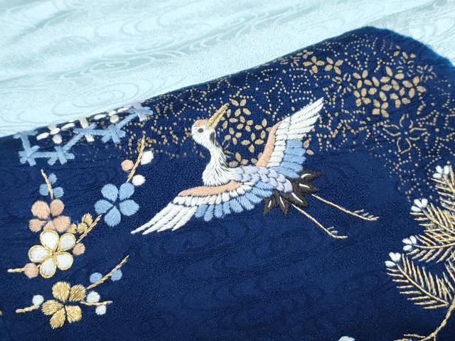 平和屋着物●豪華色留袖 駒刺繍 絞り 道長飛鶴松竹梅 金彩 正絹 逸品 CABI1545th