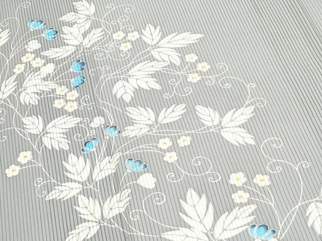 平和屋着物*夏物 訪問着 縦絽 草花文 金彩 正絹 逸品 CABI1559th