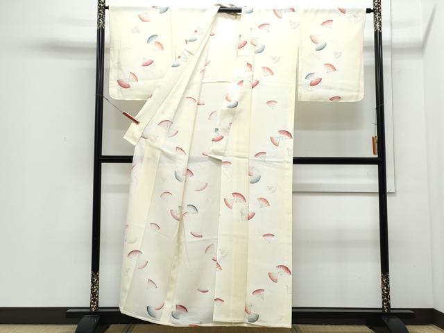 平和屋着物*夏物 小紋 絽 扇面花文 正絹 逸品 CABI1575th
