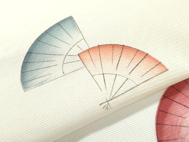 平和屋着物*夏物 小紋 絽 扇面花文 正絹 逸品 CABI1575th