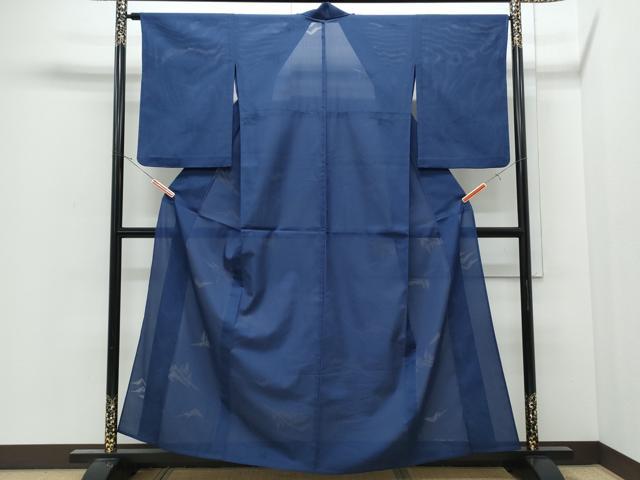 平和屋着物*夏物 色無地 縦絽 遠山紋紗 深縹色 正絹 逸品 CABI1578th
