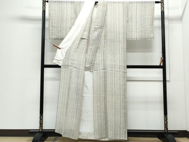 平和屋着物*夏物 小紋 紗紬 縞 正絹 逸品 CABI1583th