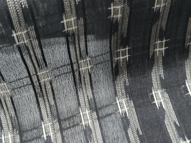 平和屋着物*夏物 お召 紗 吉祥間道 黒地 正絹 逸品 CABI1584th