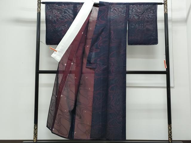 平和屋着物*夏物 小紋 紗 流水文 銀糸 正絹 逸品 CABI1591th