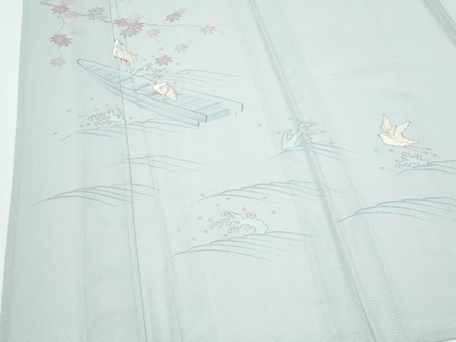 平和屋着物*夏物 訪問着 絽 立波休み鳥舟文 金彩 正絹 逸品 CABI1593th