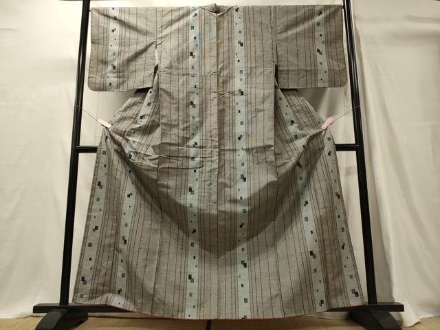 平和屋着物■上質な紬 色紙間道 正絹 逸品 CABI1609oy