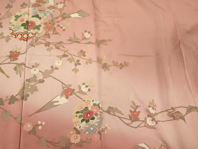 平和屋着物■訪問着 雪輪枝花文 暈し染め 金彩 正絹 逸品 未使用 CABI1620oy