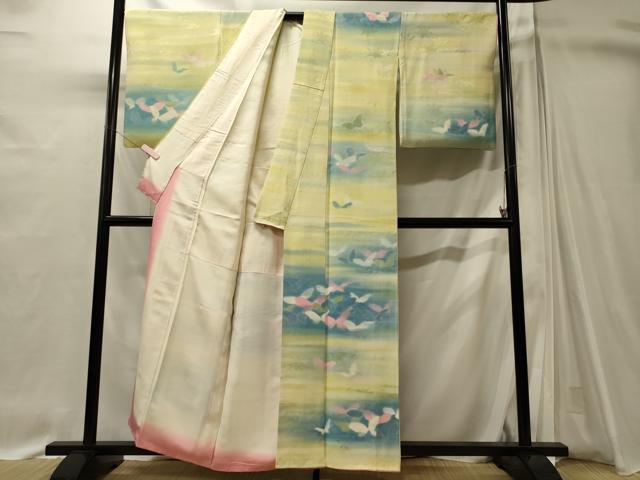 平和屋着物■訪問着 舞蝶文 暈し染め 正絹 逸品 CABI1624oy
