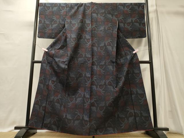 平和屋着物■上質な紬 草花文 正絹 逸品 CABI1630oy