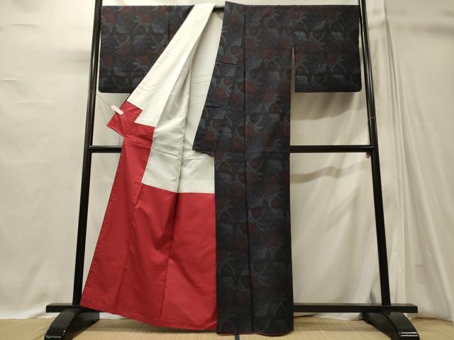 平和屋着物■上質な紬 草花文 正絹 逸品 CABI1630oy