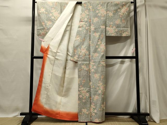 平和屋着物■上質な紬 草花文 正絹 逸品 未使用 CABI1635oy