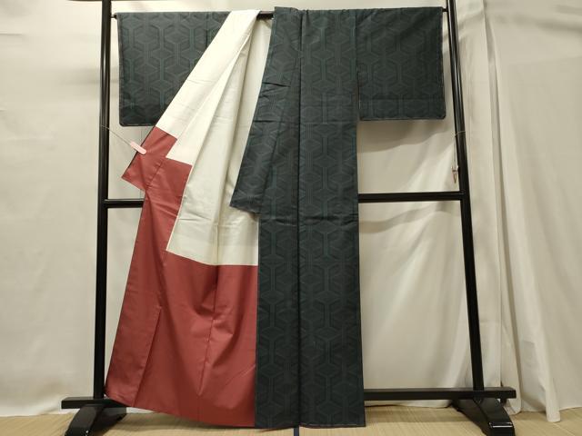 平和屋着物■上質な紬 幾何学文 正絹 逸品 未使用 CABI1636oy