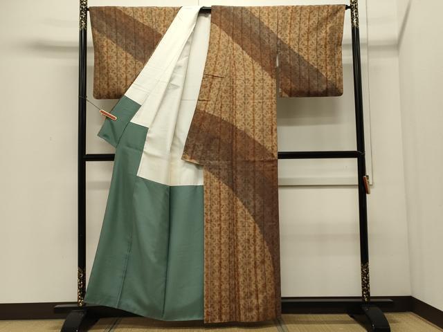 平和屋着物■上質な紬 草花間道 正絹 逸品 CABI1642oy