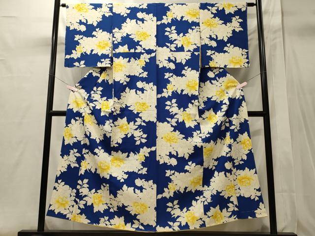 平和屋着物■上質な小紋 草花文 暈し染め 鬼しぼ縮緬 正絹 逸品 未使用 CABI1660oy