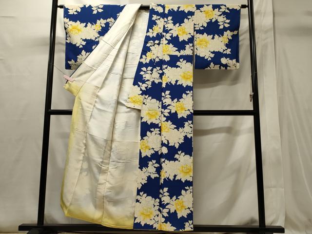 平和屋着物■上質な小紋 草花文 暈し染め 鬼しぼ縮緬 正絹 逸品 未使用 CABI1660oy