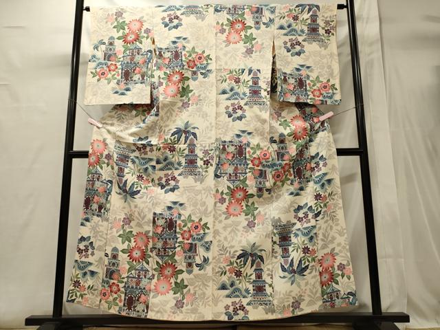 平和屋着物■上質な小紋 風景花文 金彩 正絹 逸品 CABI1662oy