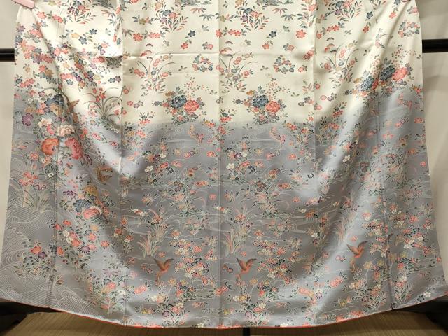 平和屋着物■訪問着 飛鳥草花文 暈し染め 金彩 正絹 逸品 未使用 CABI1685oy