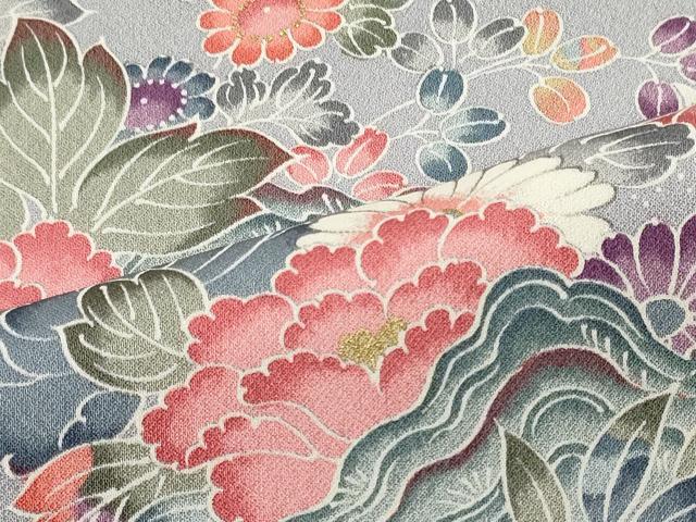 平和屋着物■訪問着 飛鳥草花文 暈し染め 金彩 正絹 逸品 未使用 CABI1685oy