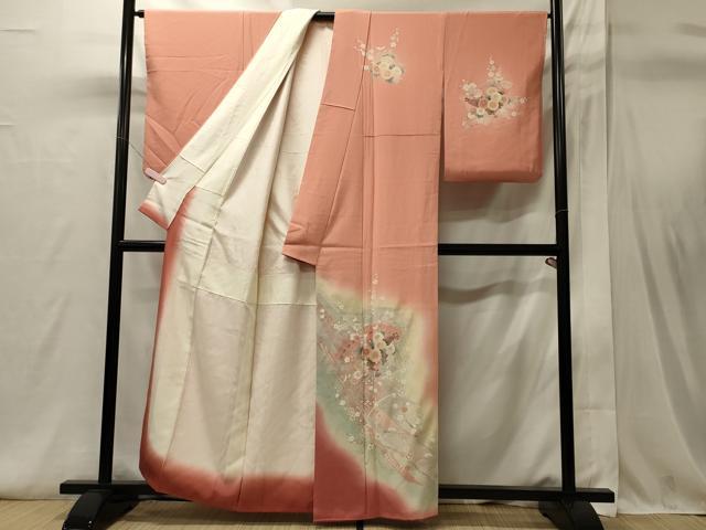 平和屋着物■訪問着 桧扇花文 暈し染め 金銀彩 正絹 逸品 CABI1687oy