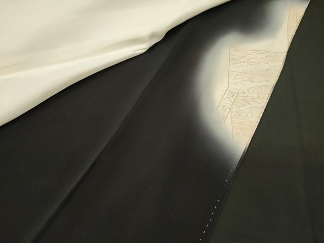平和屋着物■豪華黒留袖 寿光織 百人一首 暈し染め 金糸 正絹 逸品 CABI1688oy