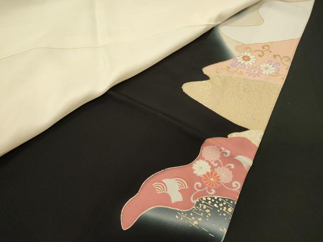 平和屋着物■豪華黒留袖 駒刺繍 御所車花唐草文 暈し染め 金彩 正絹 逸品 CABI1690oy