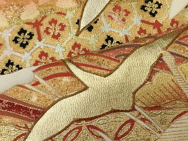 平和屋着物■豪華黒留袖 駒刺繍 吉祥飛鶴松文 暈し染め 金銀彩 正絹 逸品 CABI1691oy