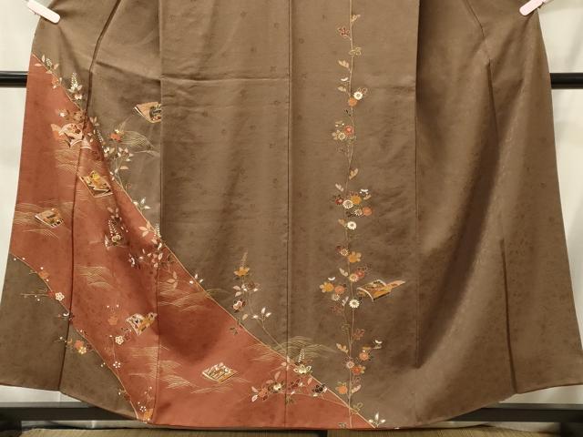 平和屋着物■訪問着 駒刺繍 冊子枝花文 金彩 正絹 逸品 CABI1697oy