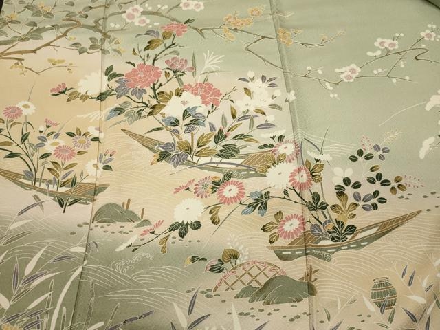平和屋着物■訪問着 立波枝花文 暈し染め 正絹 逸品 CABI1698oy
