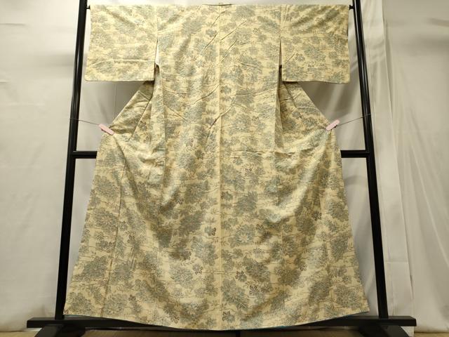 平和屋着物■上質な紬 草花文 正絹 逸品 CABI1701oy