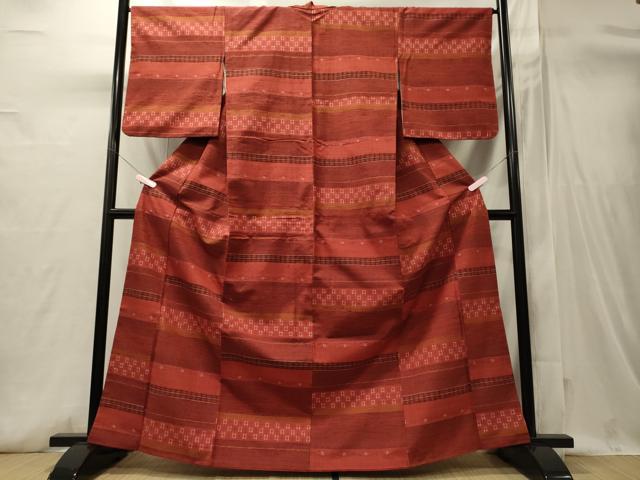 平和屋着物■上質な紬 横段吉祥文 正絹 逸品 CABI1711oy