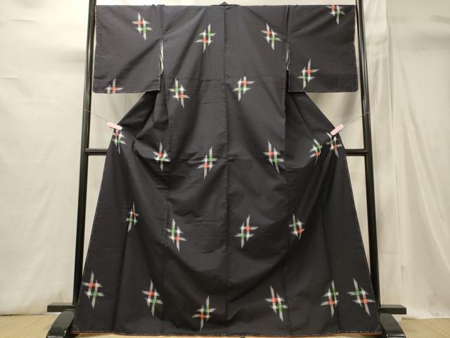 平和屋着物■上質な紬 井桁絣 正絹 逸品 未使用 CABI1722oy