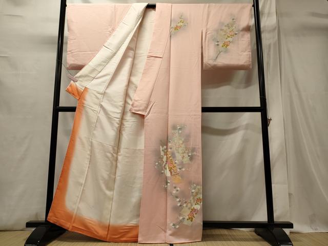 平和屋着物■訪問着 短冊花車文 暈し染め 正絹 逸品 CABI1726oy