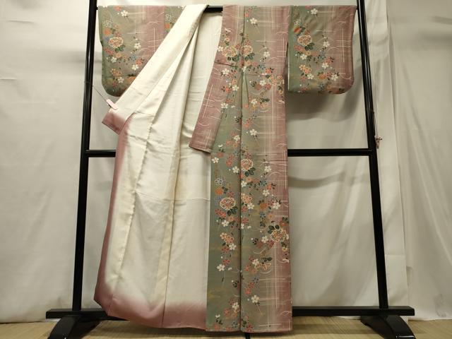 平和屋着物■上質な小紋 草花文 暈し染め 金彩 正絹 逸品 CABI1735oy