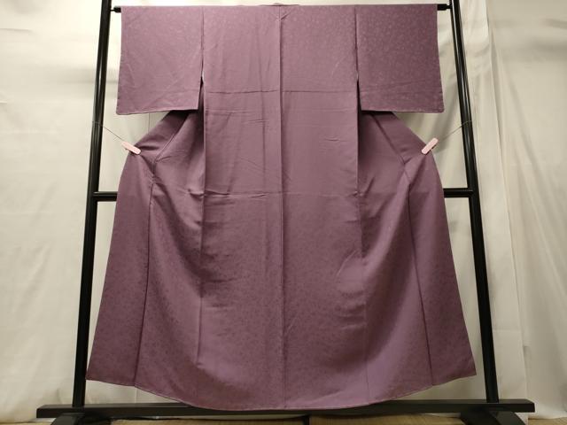 平和屋着物■上質な色無地 更紗花唐草地紋 京紫色 正絹 逸品 未使用 CABI1741oy