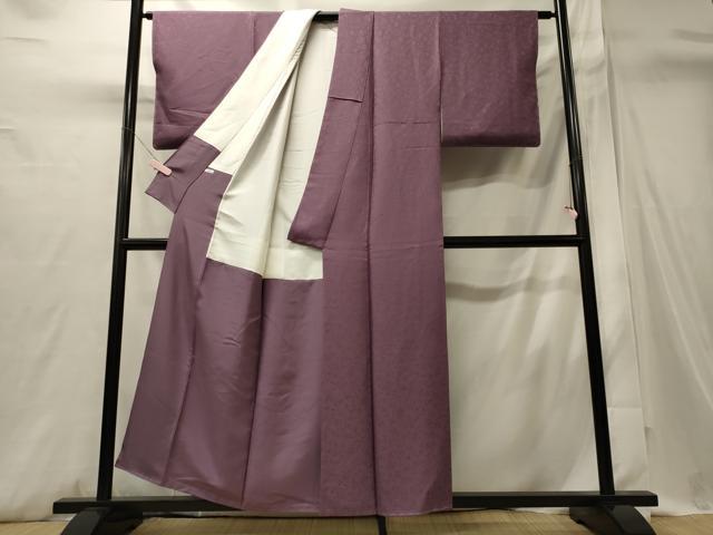 平和屋着物■上質な色無地 更紗花唐草地紋 京紫色 正絹 逸品 未使用 CABI1741oy