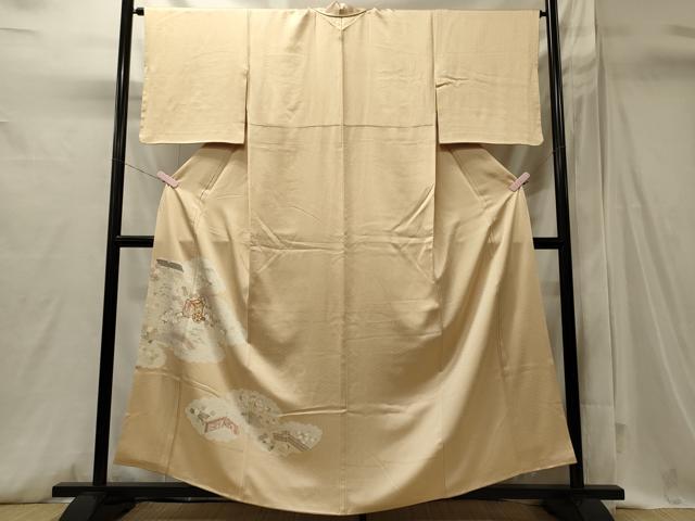 平和屋着物■訪問着 駒刺繍 御所車風景草花文 正絹 逸品 CABI1742oy