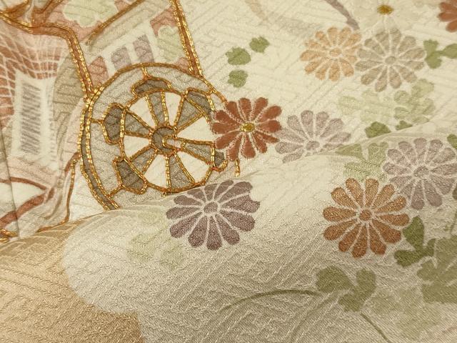平和屋着物■訪問着 駒刺繍 御所車風景草花文 正絹 逸品 CABI1742oy
