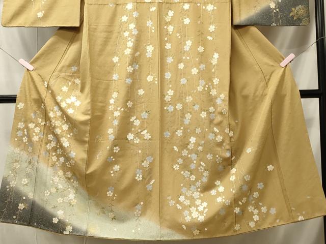 平和屋着物■訪問着 駒刺繍 枝垂れ桜文 暈し染め 金銀彩 正絹 逸品 CABI1748oy