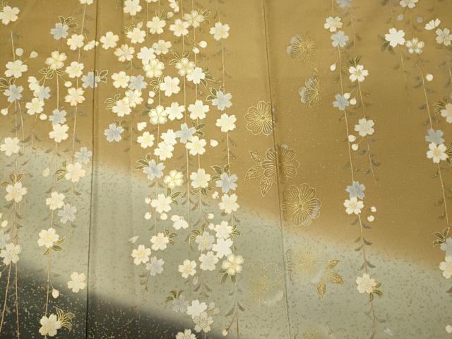 平和屋着物■訪問着 駒刺繍 枝垂れ桜文 暈し染め 金銀彩 正絹 逸品 CABI1748oy