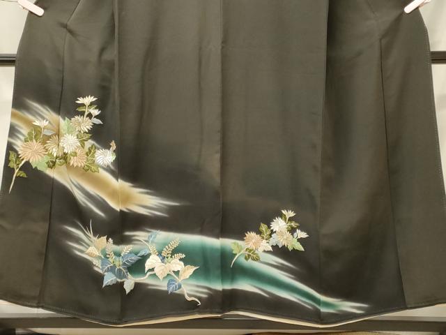 平和屋着物■豪華黒留袖 刺繍 枝花文 暈し染め 金銀彩 正絹 逸品 CABI1751oy