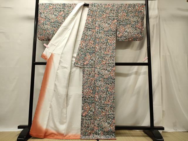 平和屋着物■上質な小紋 草花文 黒地 正絹 逸品 CABI1765oy