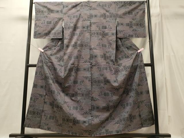 平和屋着物■本場大島紬 7マルキ 幾何学文様 正絹 逸品 未使用 CABI1768oy