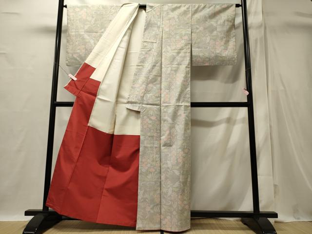 平和屋着物■上質な紬 草花文 正絹 逸品 CABI1773oy