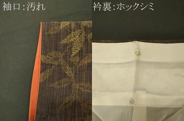 平和屋着物■上質な紬 草葉文 正絹 逸品 CABI1785oy