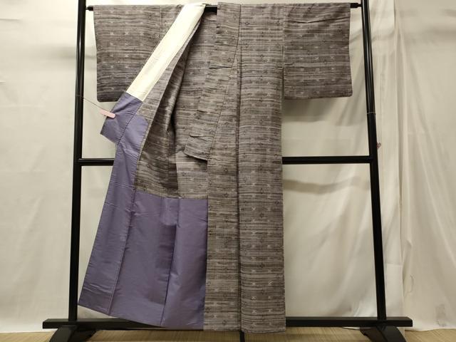 平和屋着物■上質な紬 絣文様 胴抜き仕立て 正絹 逸品 CABI1808oy